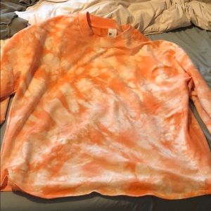 Orange and white tie die sweatshirt